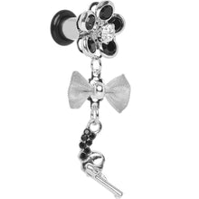 将图片加载到图库查看器，Black Gem My Lady Flower Gun Dangle Plug Sizes 5mm to 12mm

