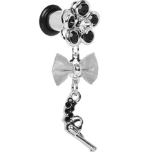 将图片加载到图库查看器，Black Gem My Lady Flower Gun Dangle Plug Sizes 5mm to 12mm
