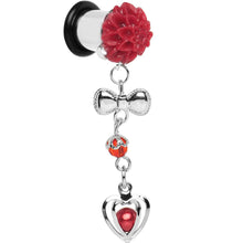 Load image into Gallery viewer, Red Flower Heart to Heart Dangle Plug Sizes 5mm to 00G
