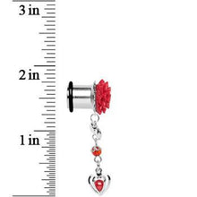 Load image into Gallery viewer, Red Flower Heart to Heart Dangle Plug Sizes 5mm to 00G
