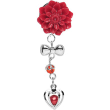 Load image into Gallery viewer, Red Flower Heart to Heart Dangle Plug Sizes 5mm to 00G
