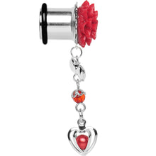 Load image into Gallery viewer, Red Flower Heart to Heart Dangle Plug Sizes 5mm to 00G
