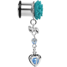 Load image into Gallery viewer, Aqua Flower Heart to Heart Dangle Plug Sizes 5mm to 12mm
