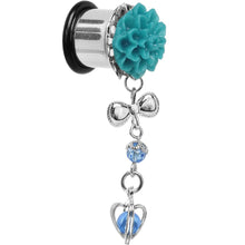 Load image into Gallery viewer, Aqua Flower Heart to Heart Dangle Plug Sizes 5mm to 12mm
