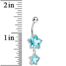 将图片加载到图库查看器，Light Blue Gem Flower Drop Belly Ring
