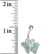 Load image into Gallery viewer, Blue Gem Encrusted Beautiful Butterfly Belly Ring

