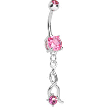 将图片加载到图库查看器，Pink CZ Twist Dangle Belly Ring
