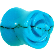 将图片加载到图库查看器，00G Natural Blue Turquoise Blooming Flower Stone Saddle Plug
