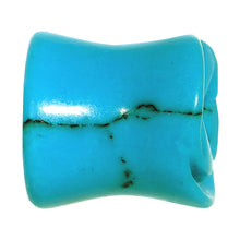 将图片加载到图库查看器，00G Natural Blue Turquoise Blooming Flower Stone Saddle Plug
