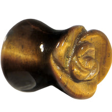 Load image into Gallery viewer, 0G Natural Tiger Eye Blooming Flower Stone Saddle Plug
