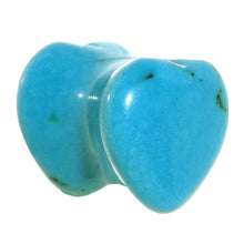 Load image into Gallery viewer, 0G Natural Blue Turquoise Sweet Heart Stone Saddle Plug

