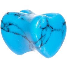 Load image into Gallery viewer, 00G Natural Blue Turquoise Sweet Heart Stone Saddle Plug
