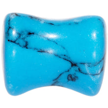 Load image into Gallery viewer, 00G Natural Blue Turquoise Sweet Heart Stone Saddle Plug
