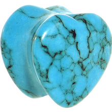 Load image into Gallery viewer, 9/16  Natural Blue Turquoise Sweet Heart Stone Saddle Plug
