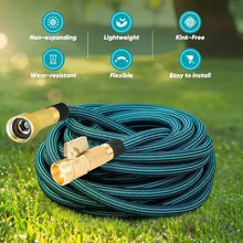 Load image into Gallery viewer, Heavy-Duty Garden Hose – 25Ft Leakproof Blue Rubber with Brass Connectors &amp; Spray Nozzle
