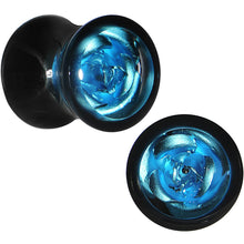 将图片加载到图库查看器，0G Black Acrylic Aqua Rose Flower Saddle Plug Set

