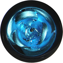 将图片加载到图库查看器，0G Black Acrylic Aqua Rose Flower Saddle Plug Set
