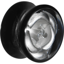 将图片加载到图库查看器，18mm Black Acrylic Silver Metallic Rose Flower Plug
