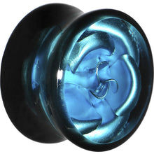 将图片加载到图库查看器，18mm Black Acrylic Aqua Metallic Rose Flower Plug
