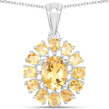 Load image into Gallery viewer, 12.24 Carat Genuine Citrine and White Topaz .925 Sterling Silver 3 Piece Jewelry Set (Ring, Earrings, and Pendant w/ Chain)
