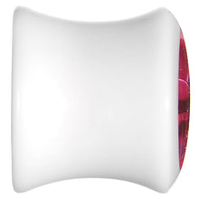 Load image into Gallery viewer, 00G White Acrylic Pink Metallic Rose Flower Plug
