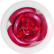 Load image into Gallery viewer, 1/2 White Acrylic Pink Metallic Rose Flower Plug
