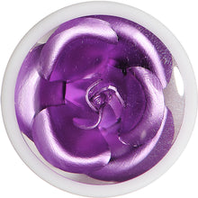 Load image into Gallery viewer, 9/16 White Acrylic Purple Metallic Rose Flower Plug
