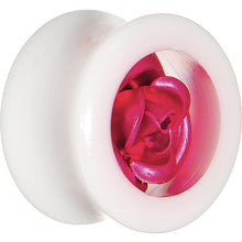 Load image into Gallery viewer, 5/8 White Acrylic Pink Metallic Rose Flower Plug
