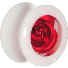 将图片加载到图库查看器，5/8 White Acrylic Red Metallic Rose Flower Plug
