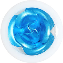 Load image into Gallery viewer, 18mm White Acrylic Aqua Metallic Rose Flower Plug

