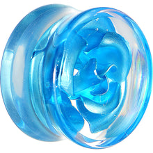 将图片加载到图库查看器，18mm Clear Acrylic Floating Aqua Metallic Rose Flower Plug
