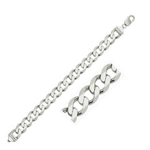 Load image into Gallery viewer, Rhodium Plated 11.6mm Sterling Silver Curb Style Bracelet

