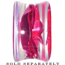 Load image into Gallery viewer, 18mm Clear Acrylic Floating Pink Metallic Rose Flower Plug
