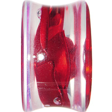 Load image into Gallery viewer, 18mm Clear Acrylic Floating Red Metallic Rose Flower Plug
