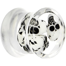 Load image into Gallery viewer, 00G Clear Acrylic Spooky Skulls Saddle Plug
