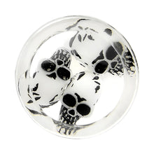 Load image into Gallery viewer, 00G Clear Acrylic Spooky Skulls Saddle Plug
