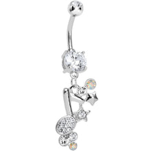 将图片加载到图库查看器，Clear Jeweled Rock star Music Note Belly Button Ring
