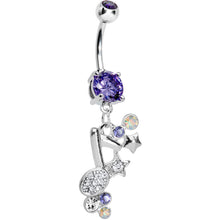 Load image into Gallery viewer, Tanzanite Bling Rock star Music Note Belly Button Ring
