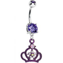 将图片加载到图库查看器，Purple Gem Princess Crown Belly Button Ring
