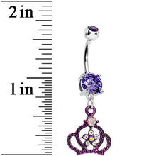 将图片加载到图库查看器，Purple Gem Princess Crown Belly Button Ring
