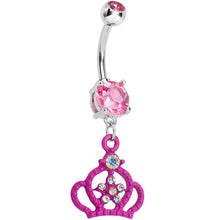 将图片加载到图库查看器，Pink Gem Princess Crown Belly Button Ring
