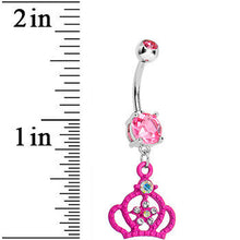 将图片加载到图库查看器，Pink Gem Princess Crown Belly Button Ring
