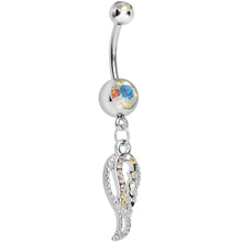 将图片加载到图库查看器，Aurora Gem Angel Wing Dangle Belly Ring
