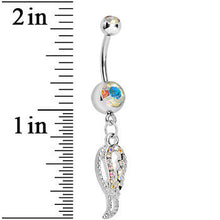 将图片加载到图库查看器，Aurora Gem Angel Wing Dangle Belly Ring
