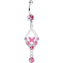 Load image into Gallery viewer, Pink Gem and Butterfly Dangle Belly Ring
