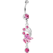 将图片加载到图库查看器，Pink Gem Teardrop Petal Dangle Belly Ring
