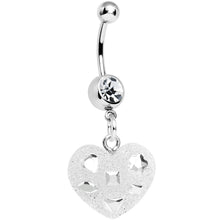 将图片加载到图库查看器，Crystalline Gem Clear Glitter Heart Dangle Belly Ring
