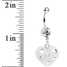 将图片加载到图库查看器，Crystalline Gem Clear Glitter Heart Dangle Belly Ring
