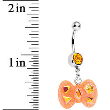 将图片加载到图库查看器，Yellow Gem Orange Glitter Bow Dangle Belly Ring
