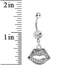 将图片加载到图库查看器，Crystalline Gem Kiss Lips Dangle Belly Ring
